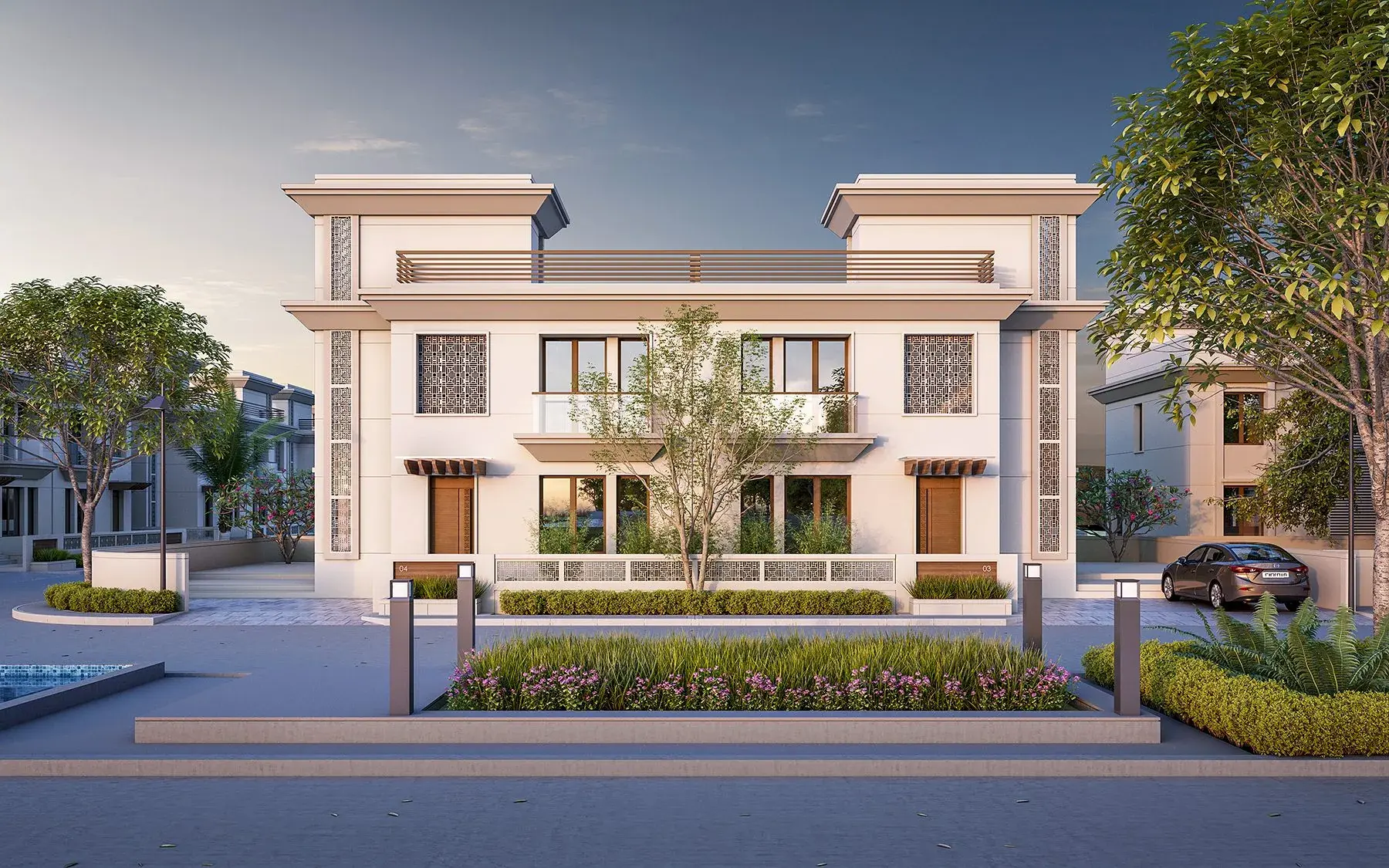 Front elevation of a Seven9 Deva's duplex villa