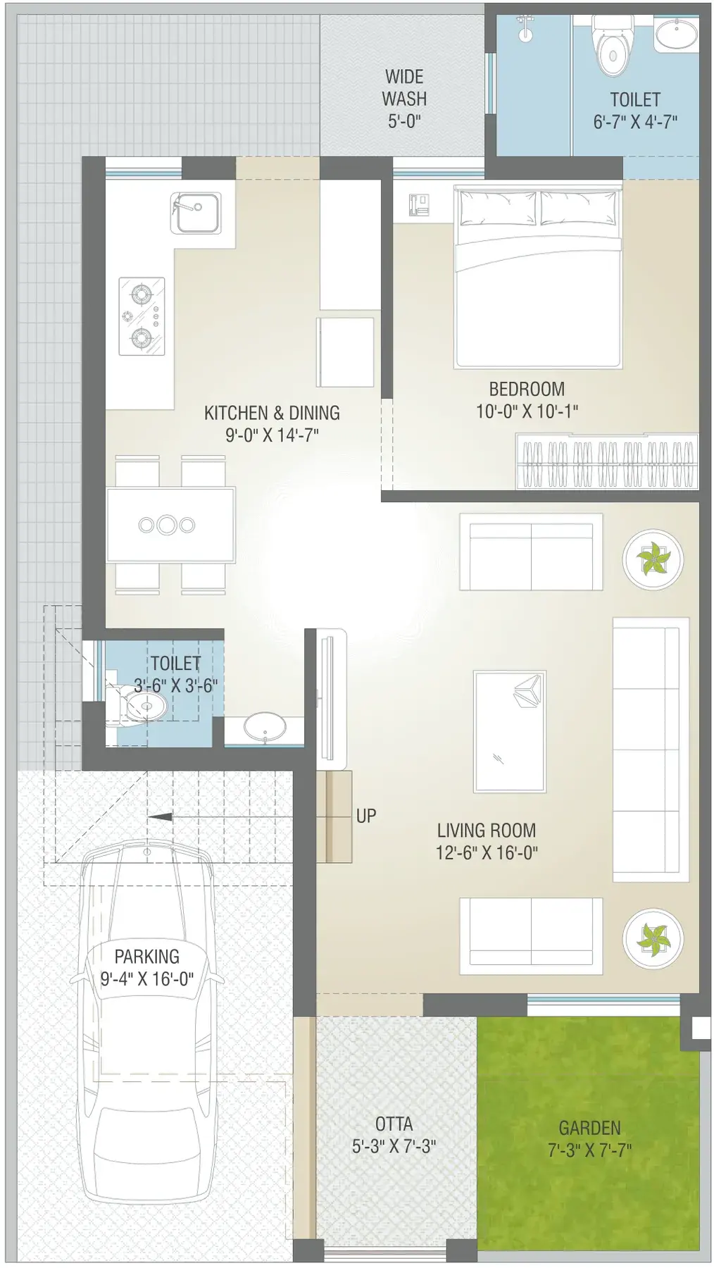 Ground floor plan of the Type A villa