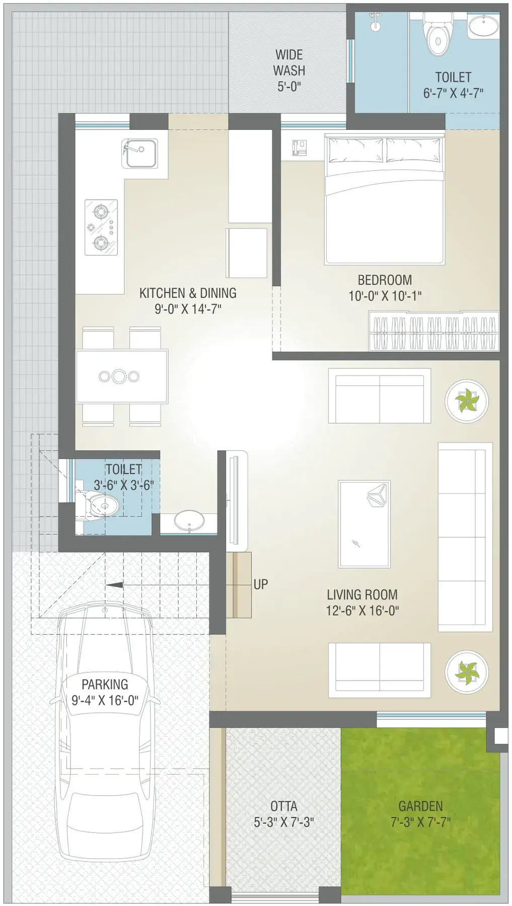 Ground floor plan of the Type B villa