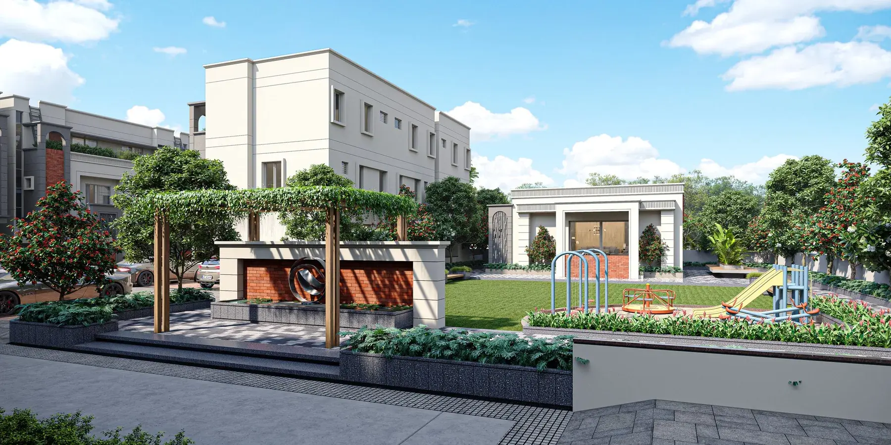 Clubhouse and garden at Seven9 Sattva