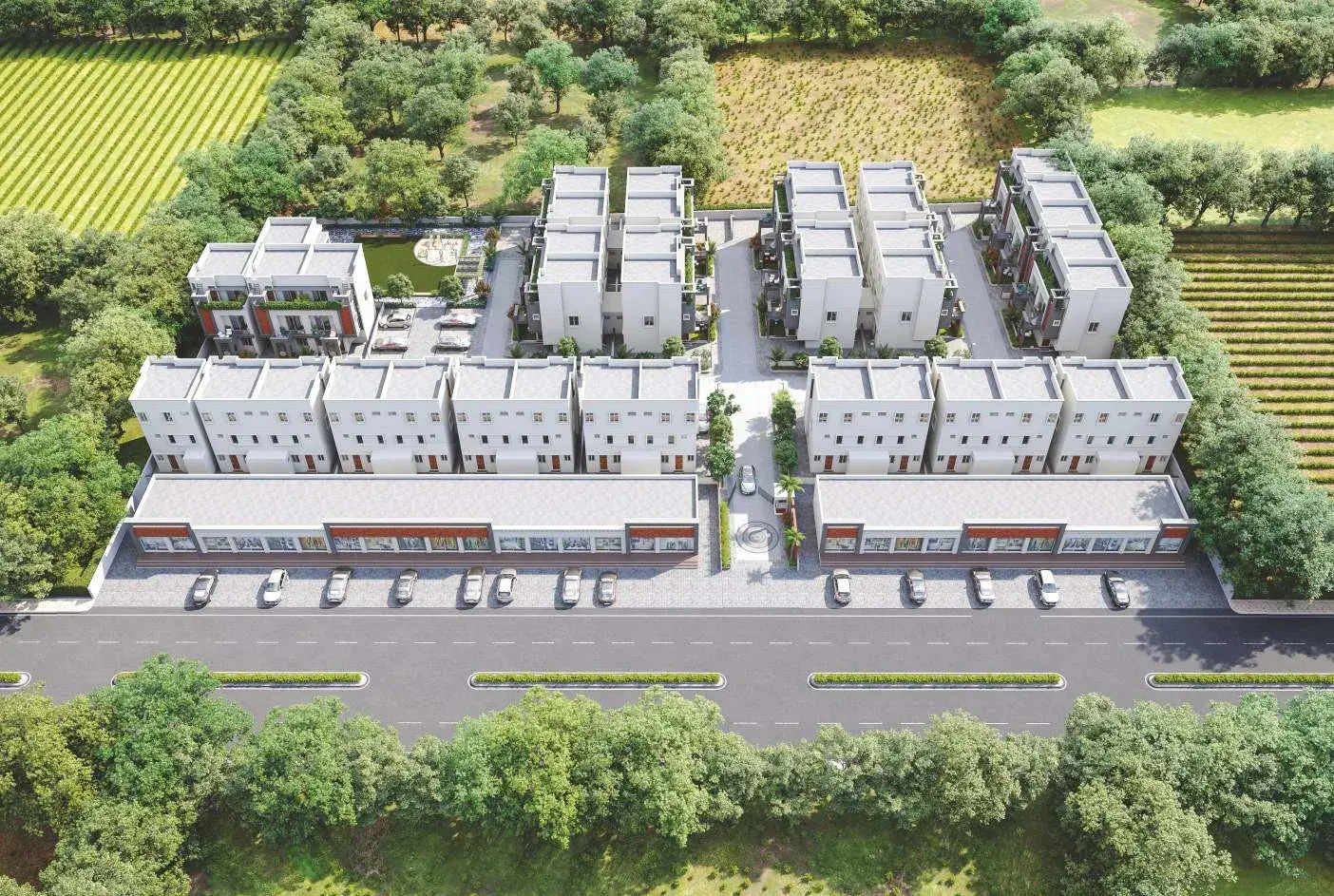 Aerial view of the Seven9 Sattva layout