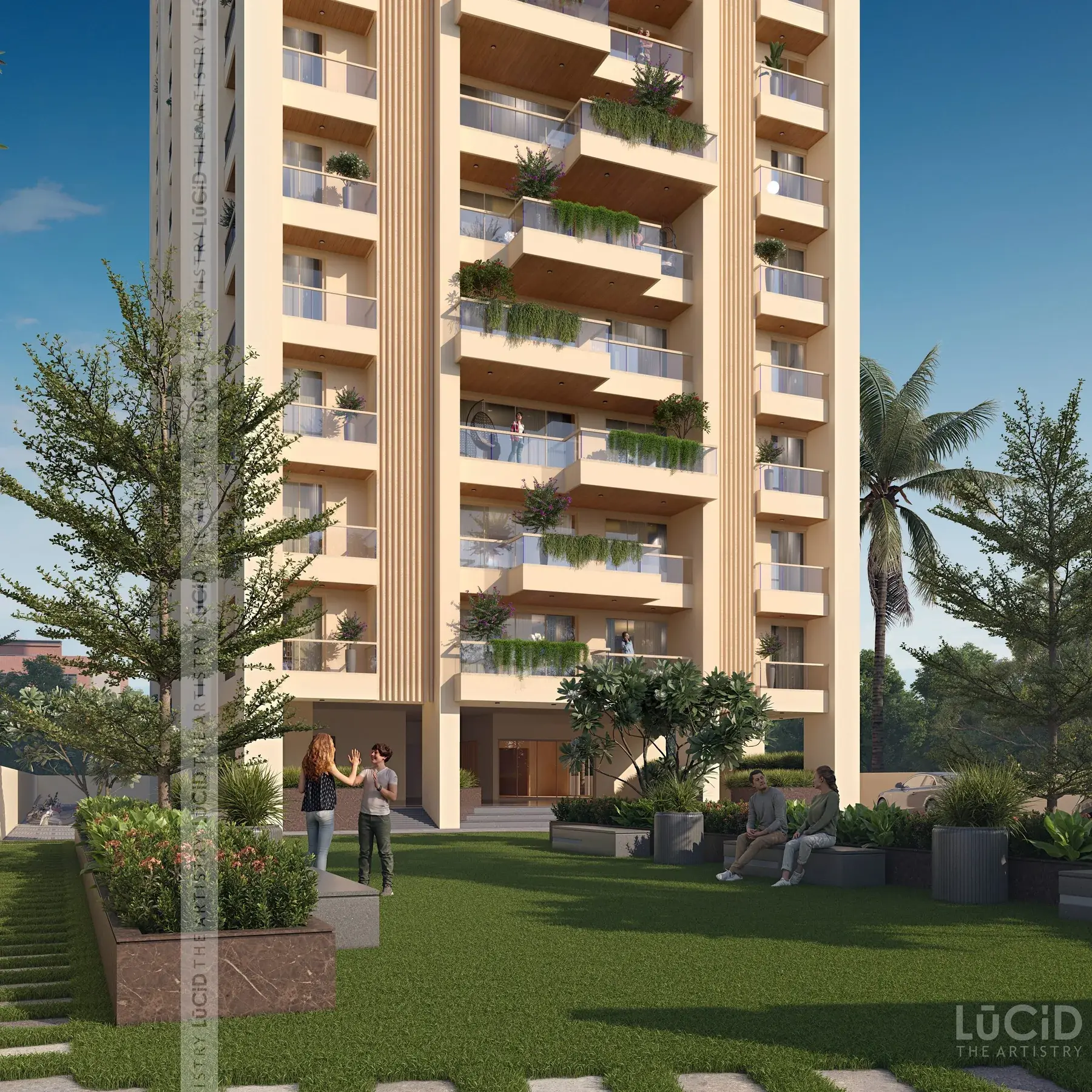 Clubhouse garden with seating and landscaping